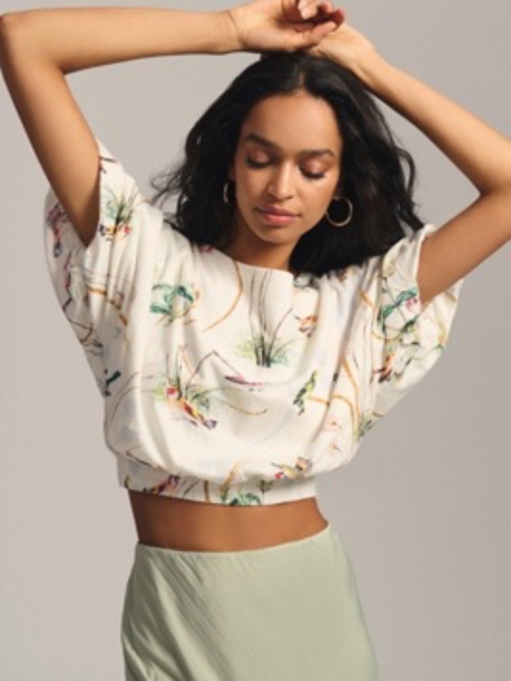 NWT Anthropologie Maeve Bubble Butterfly Bird Crop Top M
